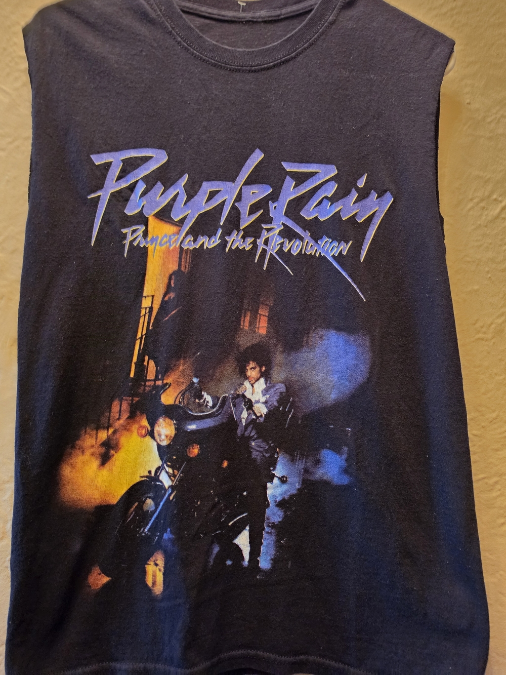 Prince Purple Rain Graphic Muscle Tank Cutoff Tee Black Rock Music Shirt